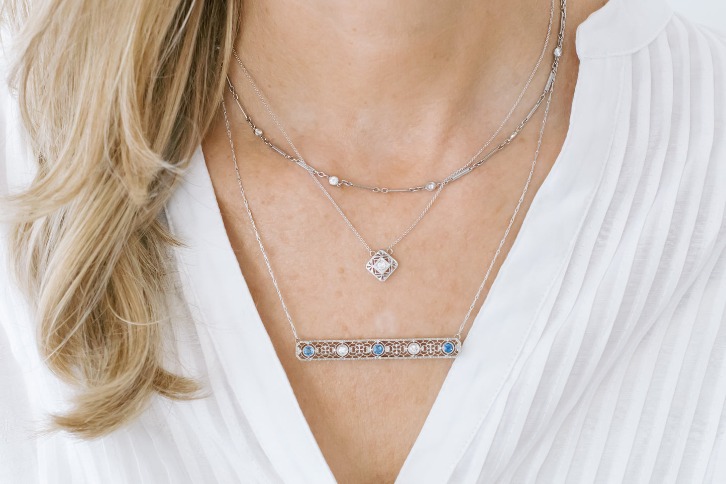 Diamond Stickpen Pendant Necklace