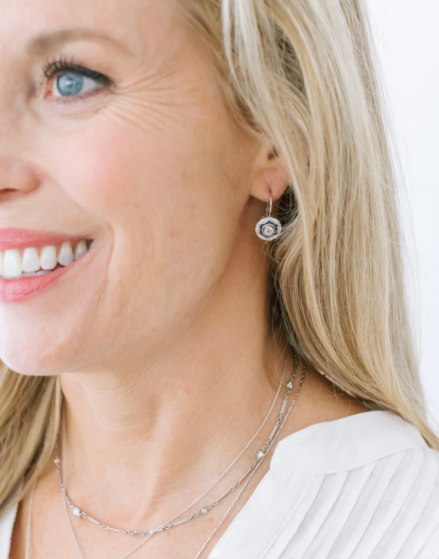 Diamond and Sapphire Drop Earrings