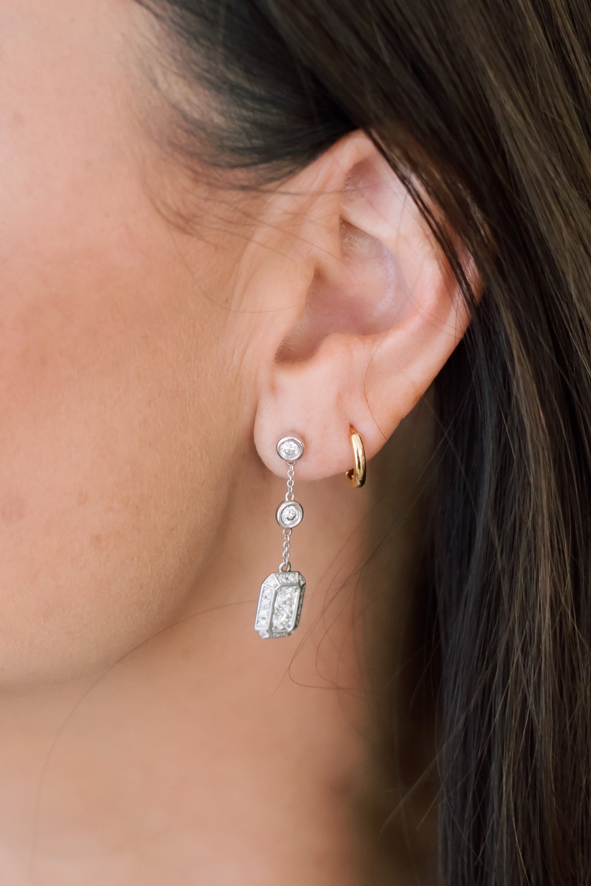 Estate Diamond Drop Earrings