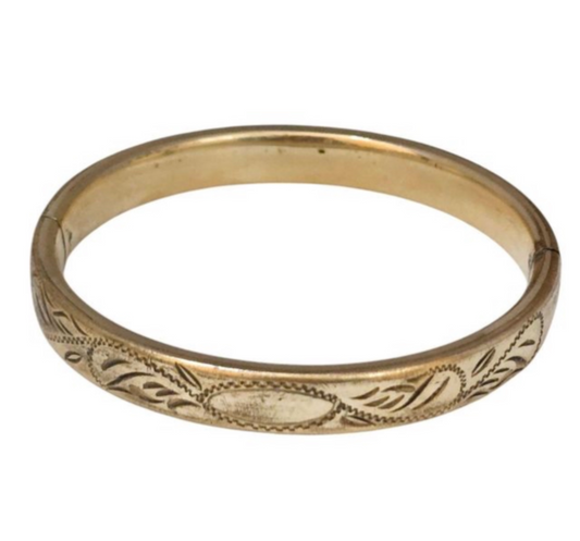 Vintage Etched Gold Filled Bangle Bracelet
